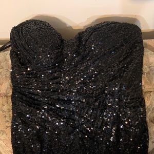 Black sequin formal bridesmaid prom dress